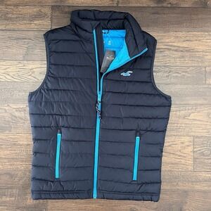 Hollister Blue Quilted Poly Down Insulated Puffer Vest Mens XS Gorp Core NWT